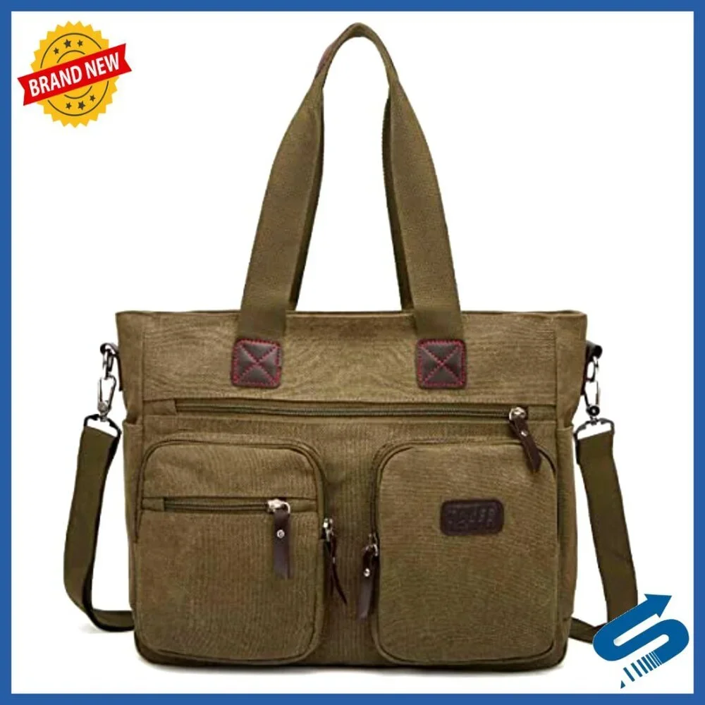 Canvas Satchel Handbag Top Handle Shoulder Tote Crossbody Work Travel Bag